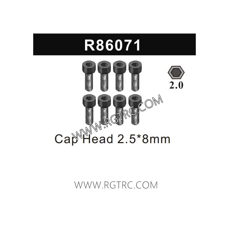 RGT EX86190 Parts R86071 Cap Head 2.5x8MM