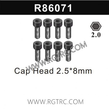 RGT EX86190 Parts R86071 Cap Head 2.5x8MM