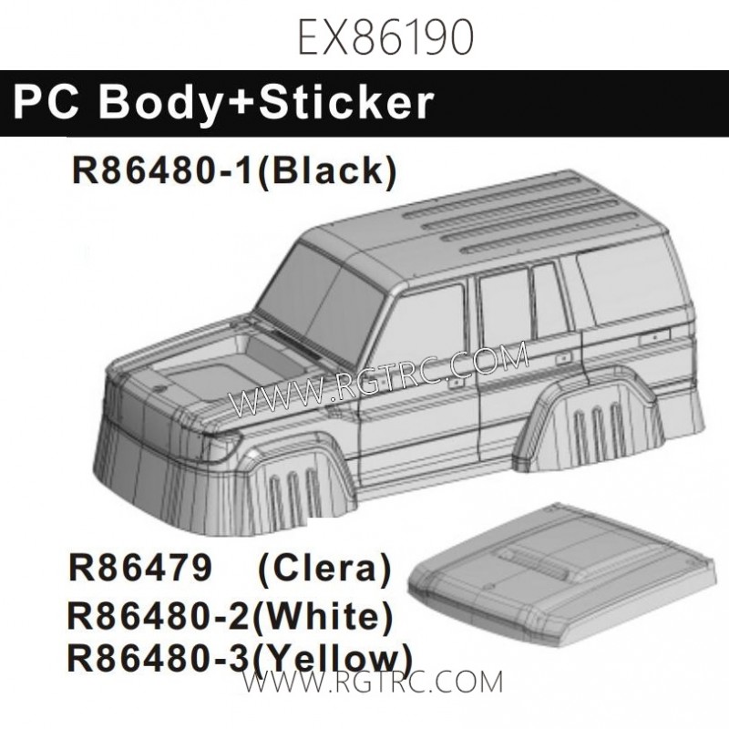 RGT EX86190 Parts R86479 PC Body with Sticker