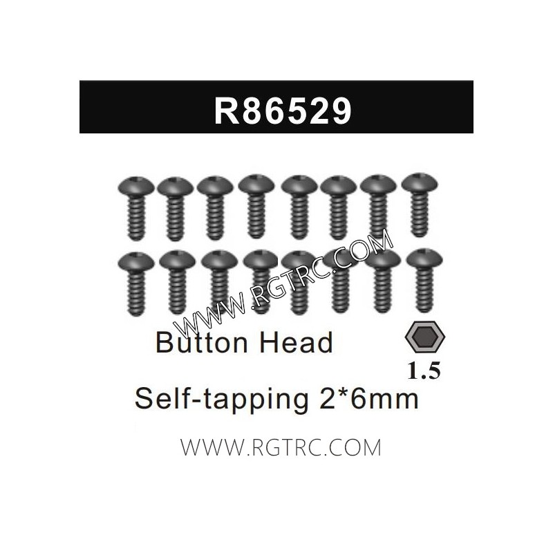 R86529 Button Head Self-tapping 2X6mm for RGT RC Crawler