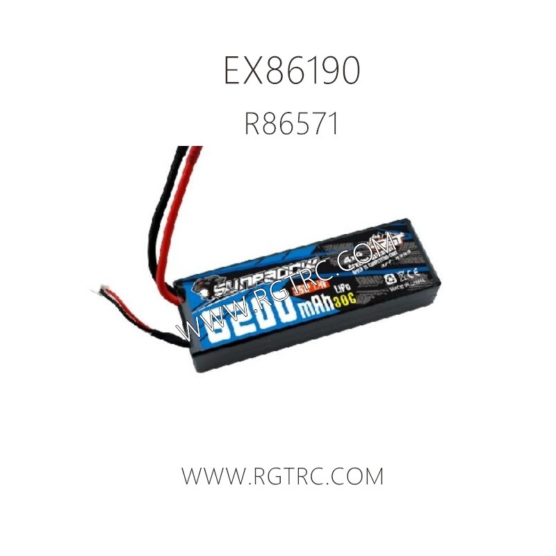 RGT EX86190 1/10 Parts R86571 Upgrade Crawler Battery 7.4V 6200MaH T-plug