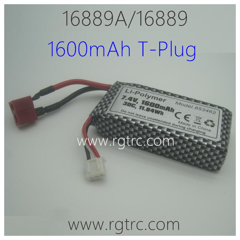 HBX 16889A PRO Upgrade Parts 18500 7.4V 1600mAh Li-Ion Battery T-Plug M16120T