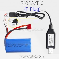 HAIBOXING HBX 2105A RC Truck Parts 7.4V 1500mAh Battery T-Plug and USB Charger
