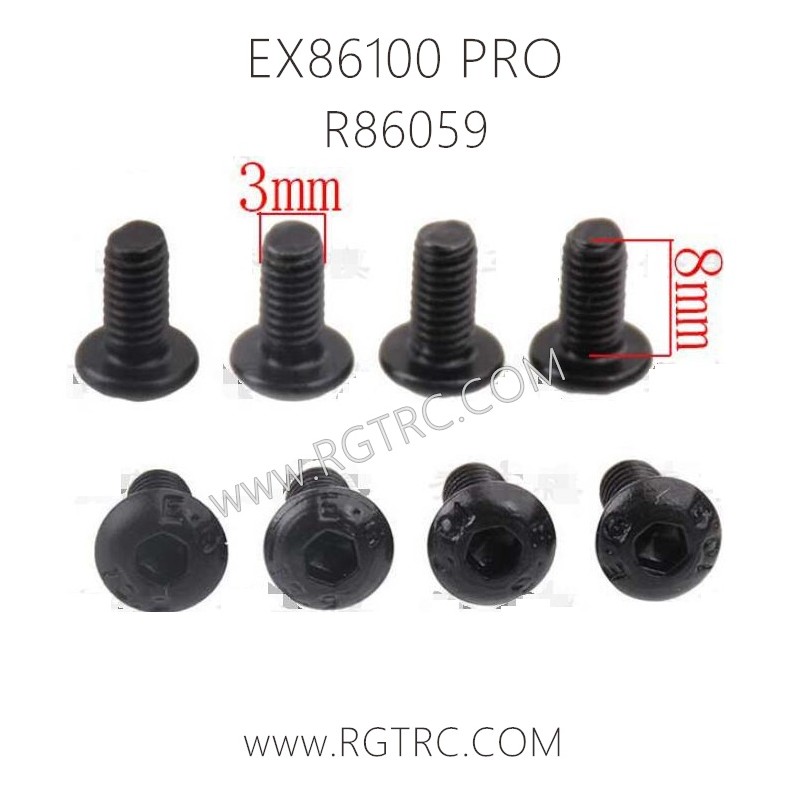 RGT EX86100 PRO Parts R86059 Button Head 3X8 Metric Hex Screw
