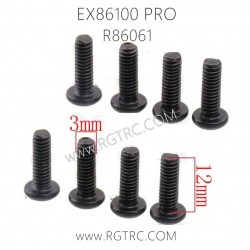RGT EX86100 PRO Parts R86061-Button Head 3X12 Metric Hex Screw
