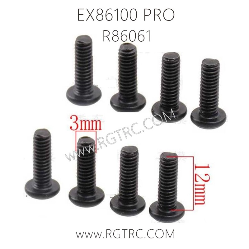 RGT EX86100 PRO Parts R86061-Button Head 3X12 Metric Hex Screw