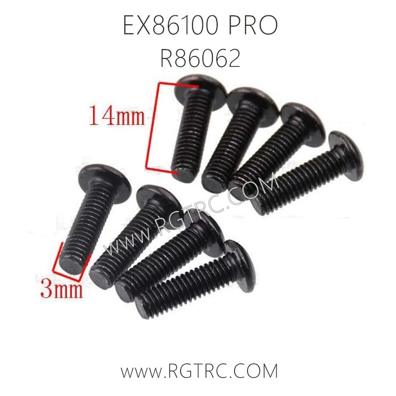 RGT EX86100 PRO Parts R86062 Button Head 3X14 Metric Hex Screw