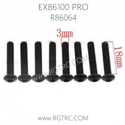 RGT EX86100 PRO Parts R86064-Button Head 3X18 Metric Hex Screw