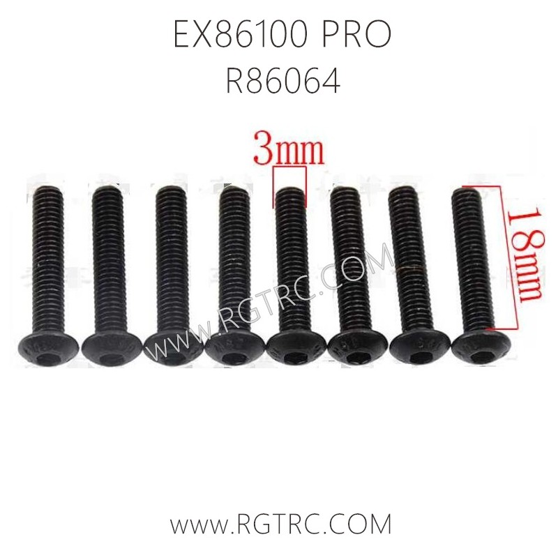 RGT EX86100 PRO Parts R86064-Button Head 3X18 Metric Hex Screw