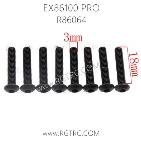 RGT EX86100 PRO Parts R86064-Button Head 3X18 Metric Hex Screw