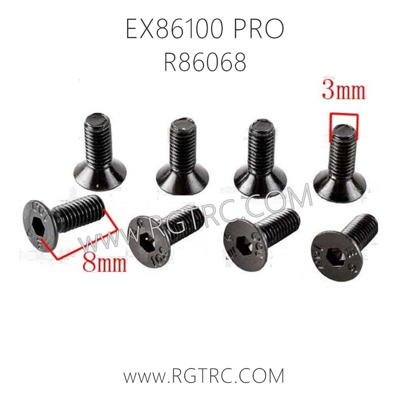 RGT EX86100 PRO Parts R86068 Flat Head Hex Machine Screw 3x8