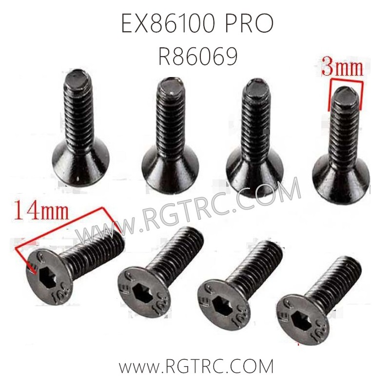 RGT EX86100 PRO Parts R86069 Flat Head Hex Machine Screw 3X14