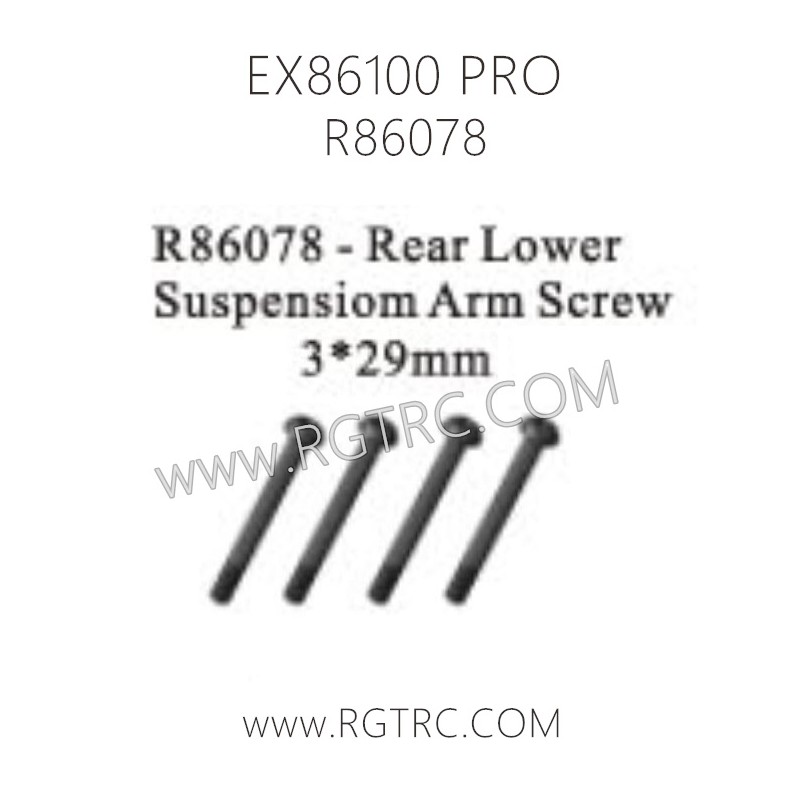 RGT EX86100 PRO Parts R86078 Rear Lower Suspension Arm Screw 3X29MM