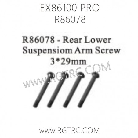 RGT EX86100 PRO Parts R86078 Rear Lower Suspension Arm Screw 3X29MM