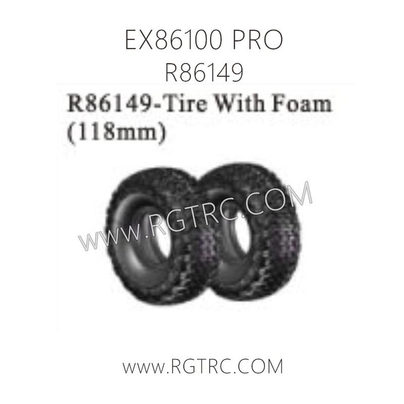 RGT EX86100 PRO Parts R86149 Tire With Foam 118mm