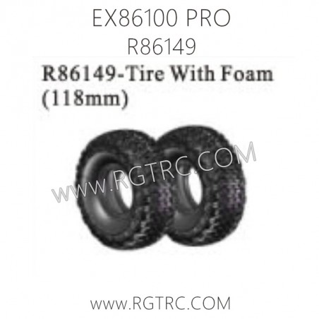 RGT EX86100 PRO Parts R86149 Tire With Foam 118mm