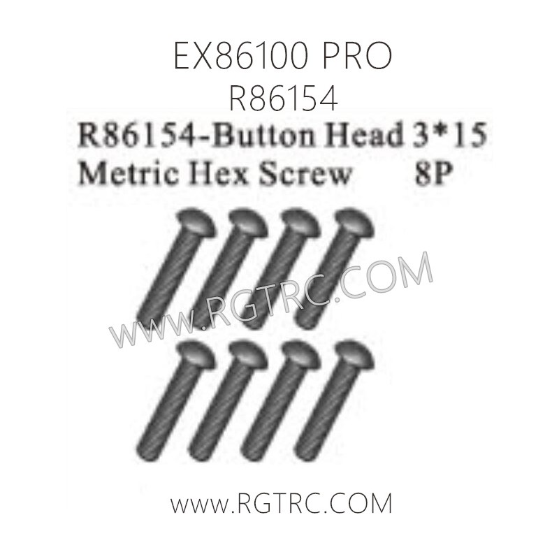RGT EX86100 PRO Parts R86154 Button Head 3x15 Metric Hex Screw