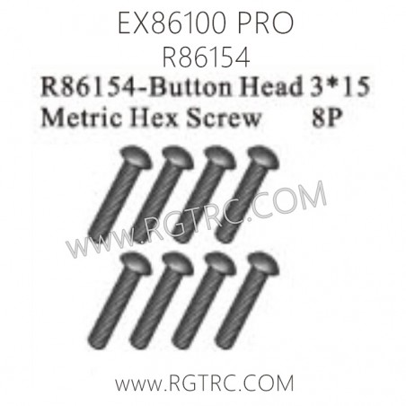 RGT EX86100 PRO Parts R86154 Button Head 3x15 Metric Hex Screw