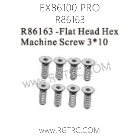 RGT EX86100 PRO Parts R86163 Flat Head Hex Machine Screw 3X10