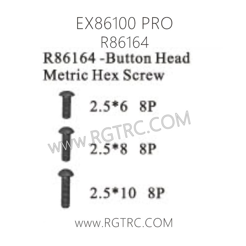 RGT EX86100 PRO Parts R86164 Button Head Metric Hex Screw