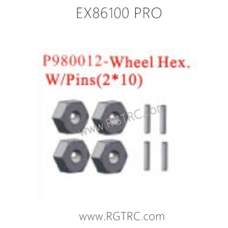 RGT EX86100 PRO 1/10 Parts P980012 Wheel Hex and Pins 2x10