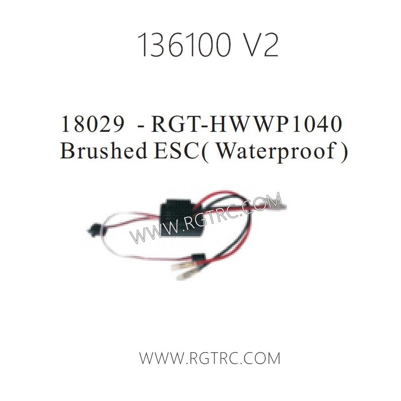 RGT Rock Cruiser 136100 RC4 V2 Parts 18029 RGT-HWWP 1040 Brushed ESC Waterproof