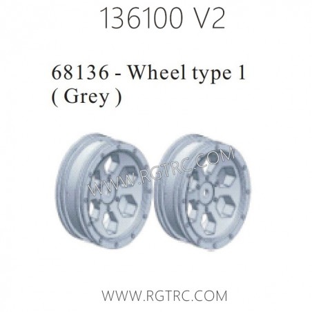 RGT 136100 V2 Parts 68136 Wheel Type Grey