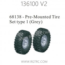 RGT 136100 V2 Parts 68138 Pre Mounted Tire Set Type 1 Grey