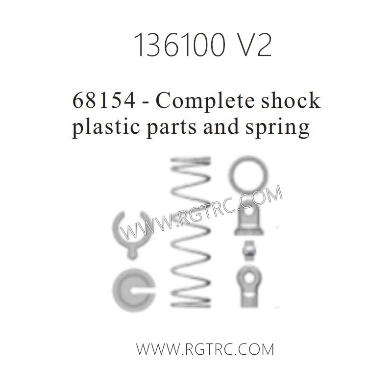 RGT 136100 V2 Parts 68154 Complete Shock Plastic and Spring