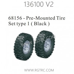 RGT 136100 V2 Parts 68156 Pre-Mounted Tire Set Type 1 Black