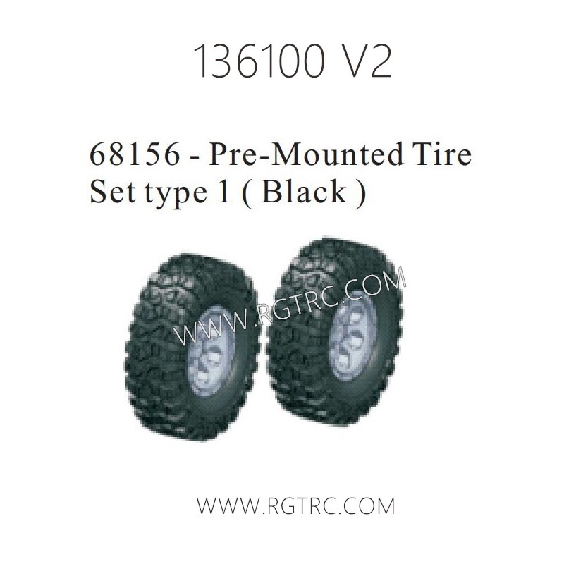 RGT 136100 V2 Parts 68156 Pre-Mounted Tire Set Type 1 Black
