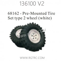 RGT 136100 V2 Parts 68162 Pre-Mounted Tire Set Type 2 Wheel White