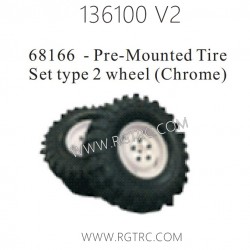 RGT 136100 V2 Parts 68166 Pre-Mounted Tire Set Type 2 Wheel Chrome