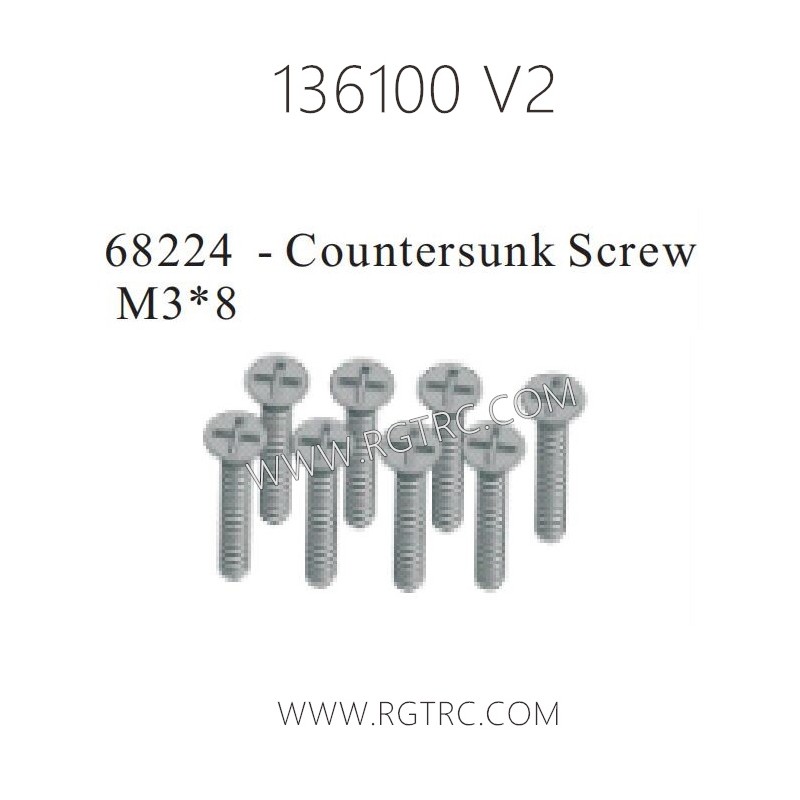 RGT 136100 V2 Parts 68224 Countersunk Screw M3X8