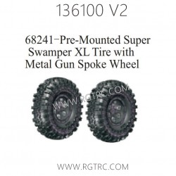 RGT 136100 V2 Parts 68241 Pre-Mounted Super Tire with Silver Dish Wheel