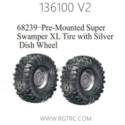 RGT 136100 V2 Parts 68239 Pre-Mounted Super Tire with Silver Dish Wheel