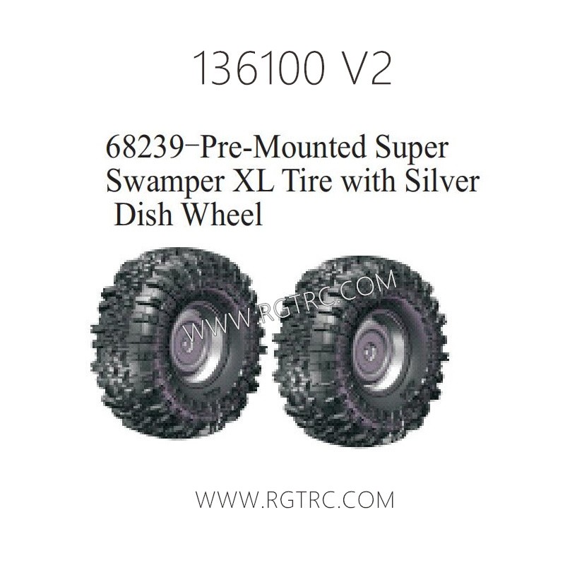 RGT 136100 V2 Parts 68239 Pre-Mounted Super Tire with Silver Dish Wheel