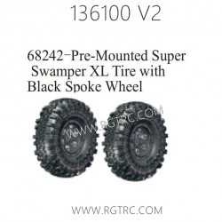 RGT 136100 V2 Parts 68242 Pre-Mounted Super Tire with Silver Dish Wheel