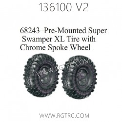 RGT 136100 V2 Parts 68243 Pre-Mounted Super Tire with Silver Dish Wheel