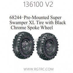 RGT 136100 V2 Parts 68244 Pre-Mounted Super Tire with Silver Dish Wheel