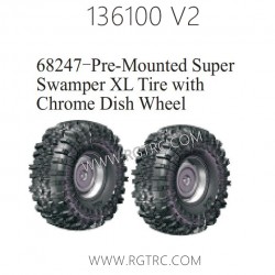 RGT 136100 V2 Parts 68247 Pre-Mounted Super Tire with Silver Dish Wheel
