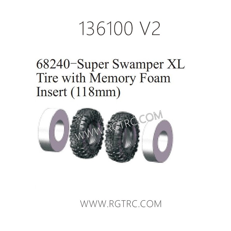 RGT 136100 V2 Parts 68240-Super Swamper XL Tire with Memor Foam Insert 118cm