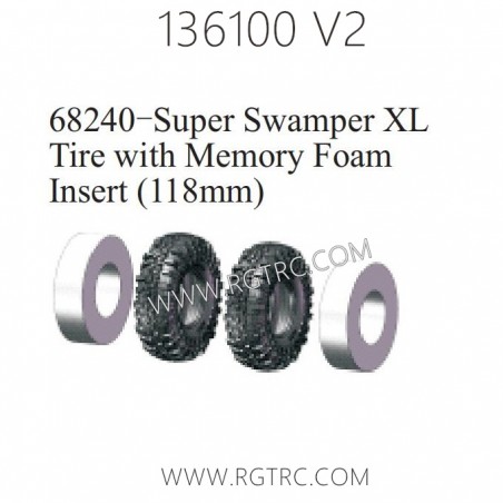 RGT 136100 V2 Parts 68240-Super Swamper XL Tire with Memor Foam Insert 118cm