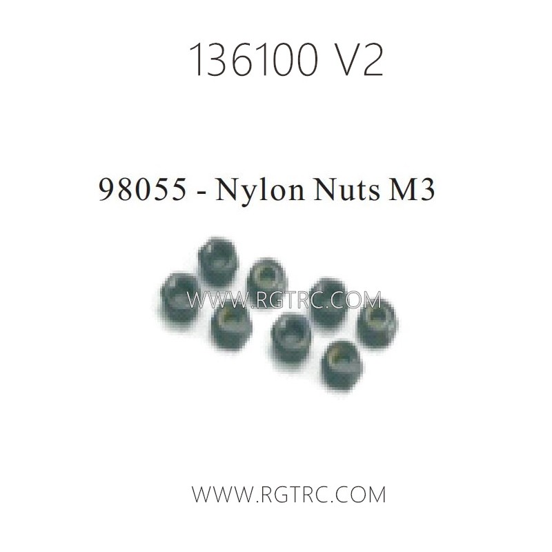 RGT 136100 V2 Parts 98055 Nylon Nuts M3
