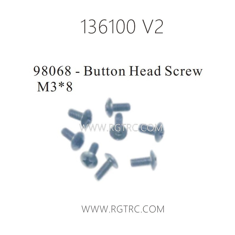RGT 136100 V2 Parts 98068 Button Head Screw M3X8