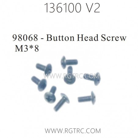 RGT 136100 V2 Parts 98068 Button Head Screw M3X8